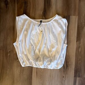 Anthropologie White Cotton Cropped Blouse NWT Size Small